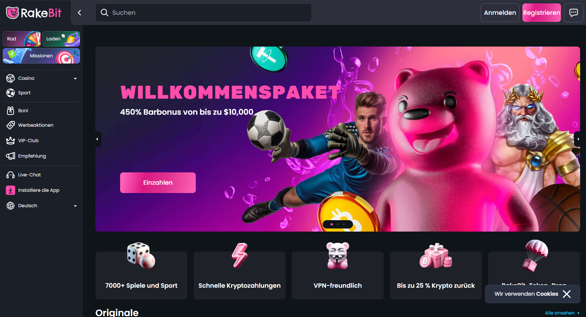 Spielen Sie jetzt bei Rakebit!